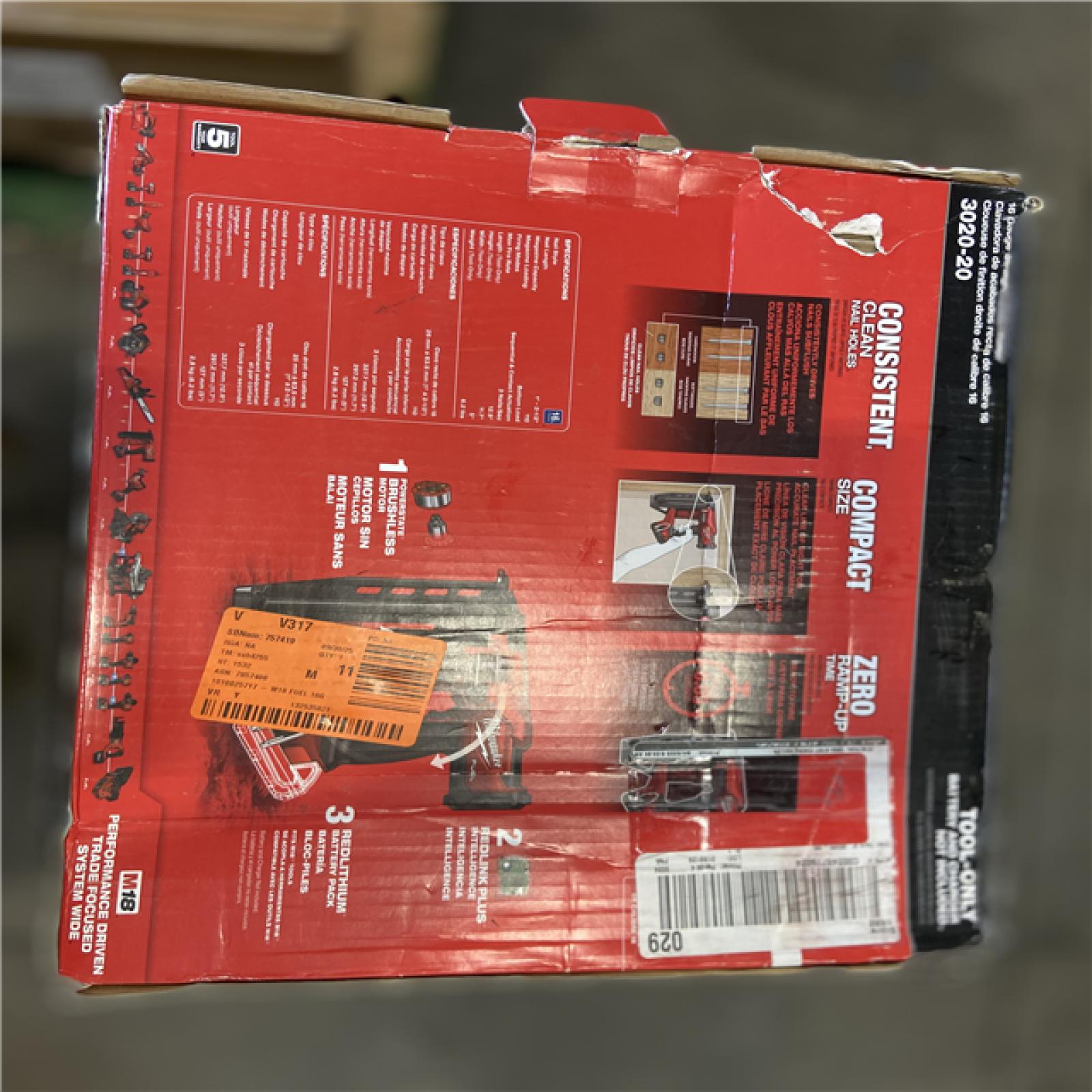 AS-IS - Milwaukee M18 FUEL 18-Volt Lithium-Ion Brushless Cordless Gen ll 16-Gauge Straight Finish Nailer (Tool Only)