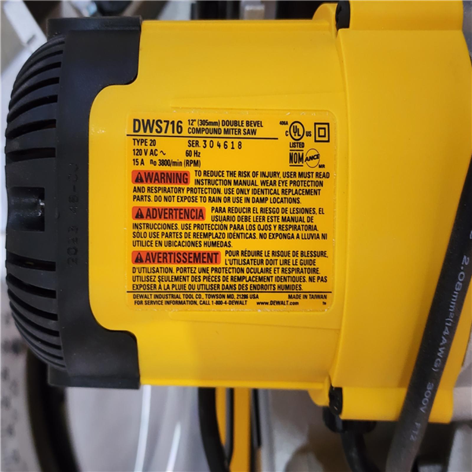 HOUSTON LOCATION - AS-IS DEWALT 12 in. 15 Amp Compound Double Bevel Miter Saw