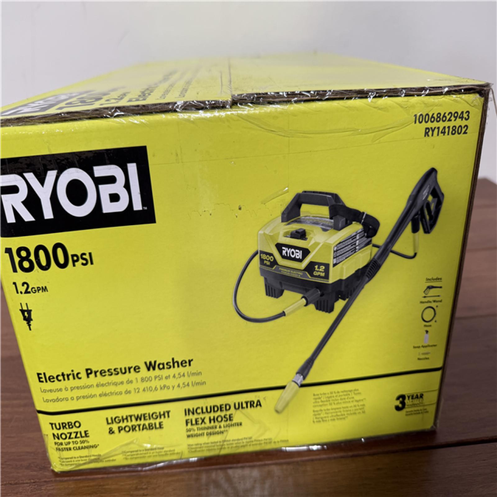 California NEW Ryobi 1800 PSI 1.2 GPM Electric Pressure Washer