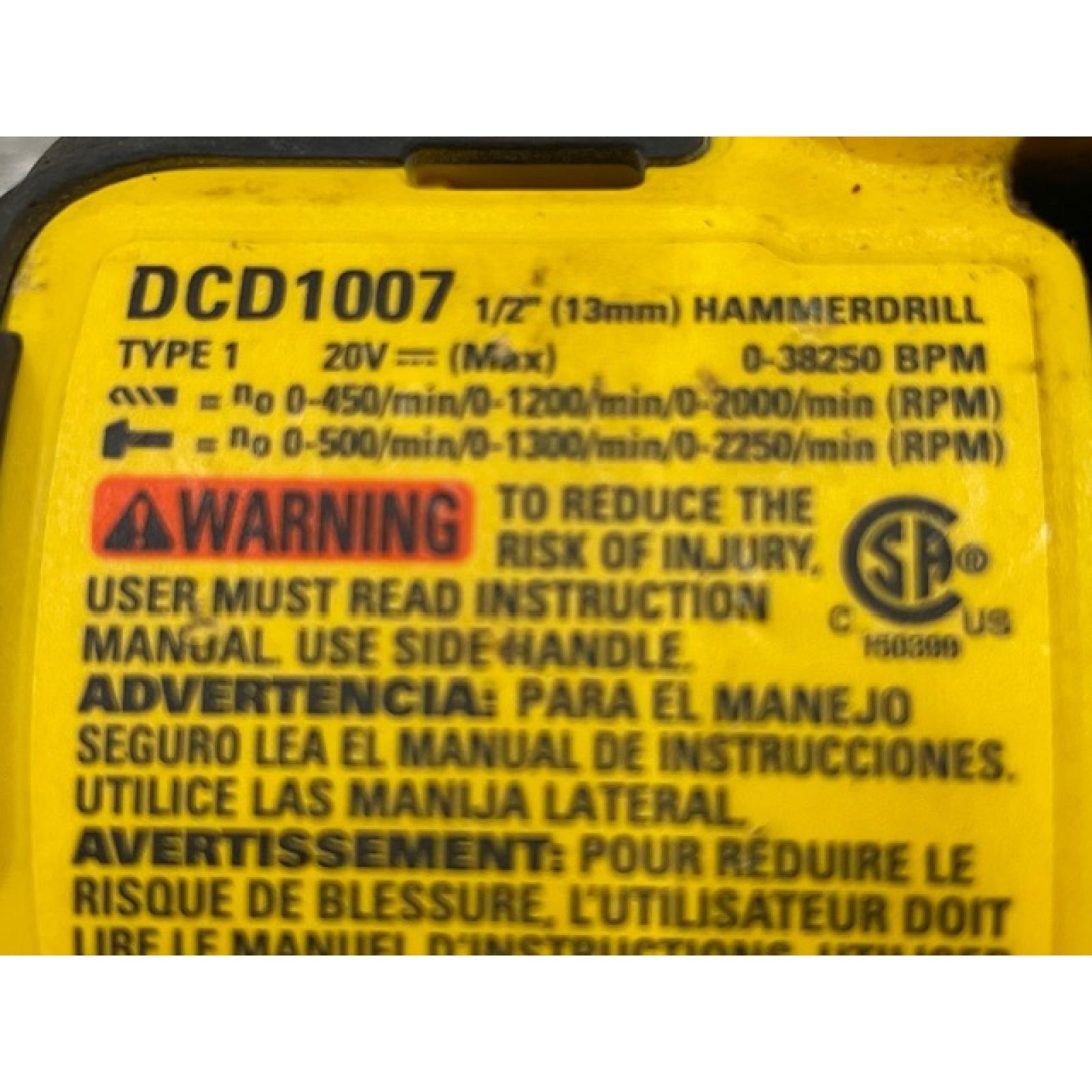 AS-IS DEWALT 20V XR Lithium-Ion Cordless Hammer Drill Kit