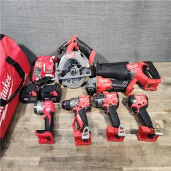 HOUSTON LOCATION - AS-IS (APPEARS LIKE NEW) Milwaukee M18 FUEL 18V Lithium-Ion Brushless Cordless Combo Kit with Two 5.0 Ah Batteries  1 Charger  2 Tool Bags (7-Tool)