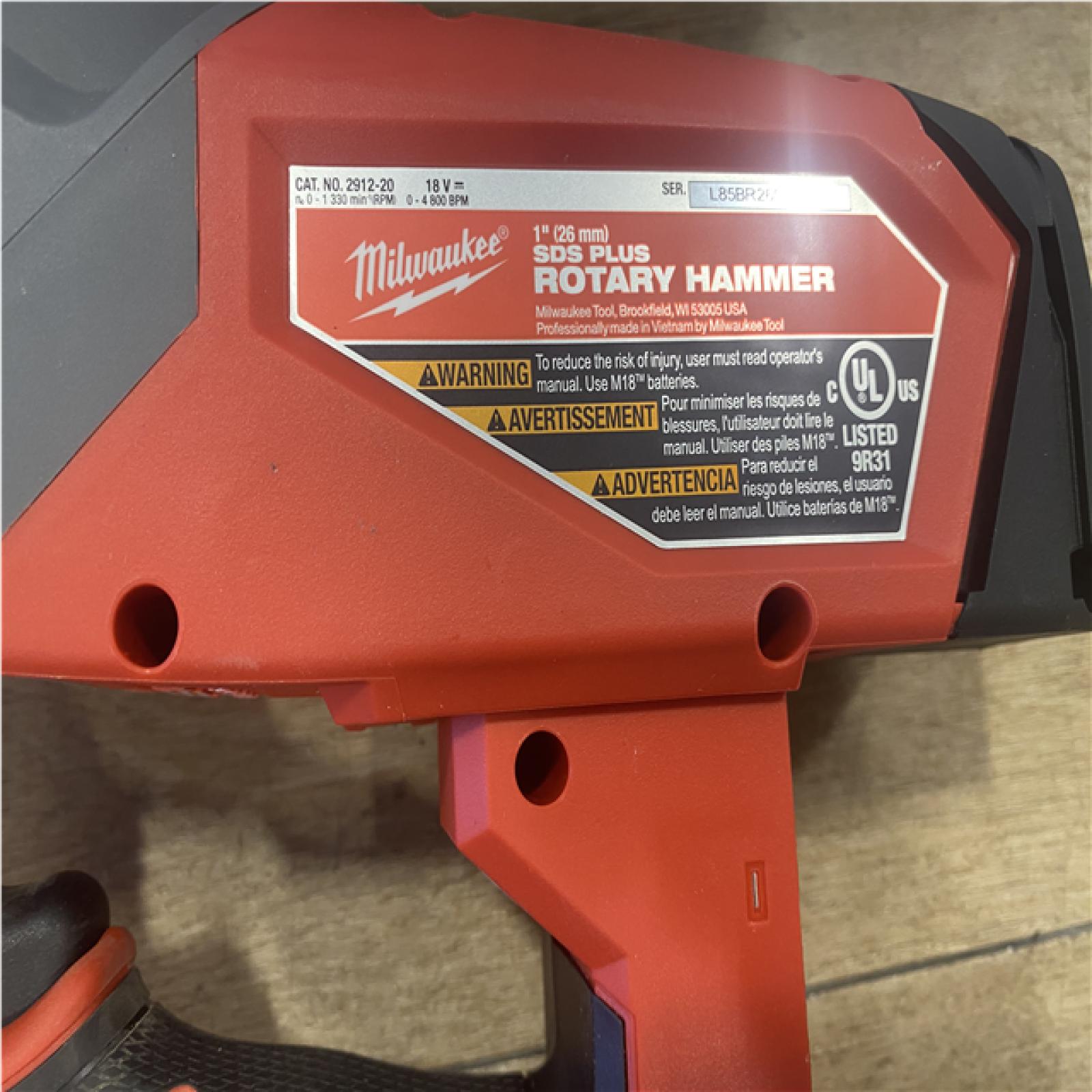 AS-IS Milwaukee  FUEL 18V Lithium-Ion Brushless Cordless 1 in. SDS-Plus Rotary Hammer (Tool-Only)
