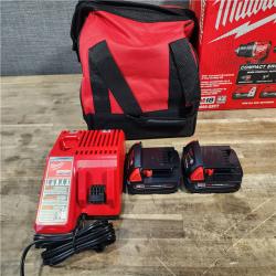 HOUSTON LOCATION - AS-IS Milwaukee M18 18V Lithium-Ion Brushless Cordless Compact Drill/Impact Combo Kit (2-Tool) W/(2) 2.0 Ah Batteries, Charger & Bag