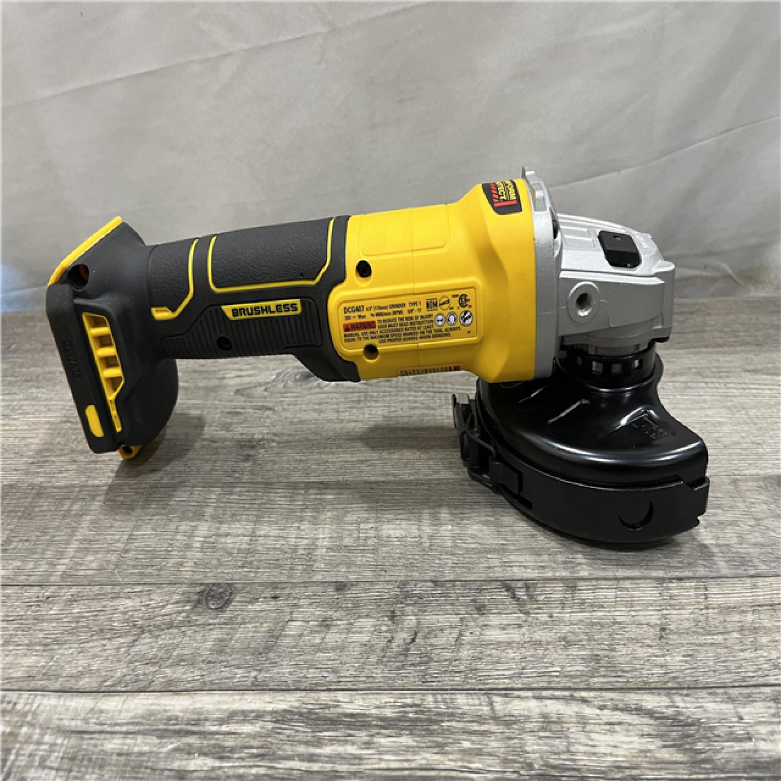 AS-IS DEWALT 20-Volt MAX Cordless Brushless 4-1/2 in. Angle Grinder with Slide Switch (Tool Only)