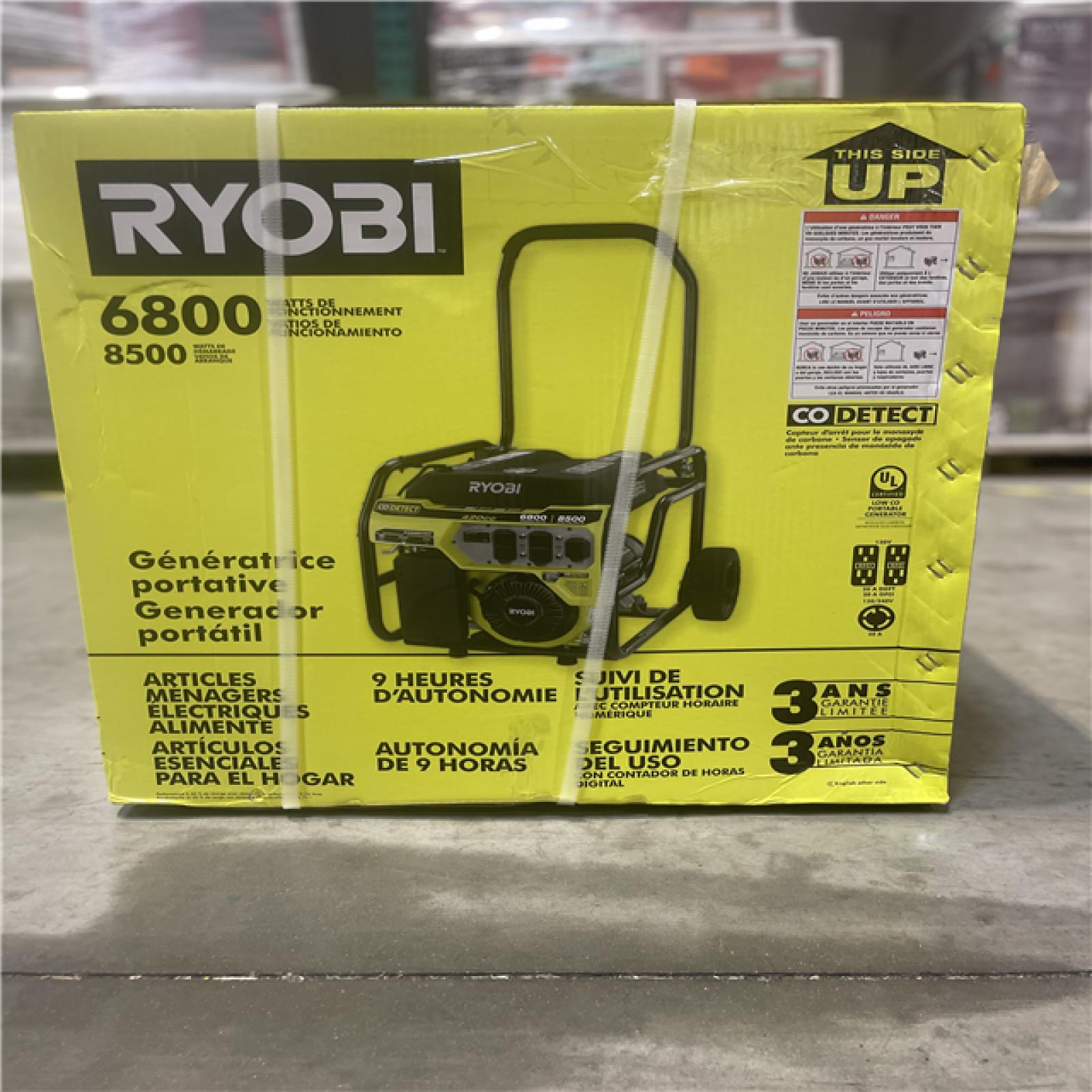 NEW! - RYOBI 6800-Watt Recoil Start UL Gasoline Powered Portable Generator with CO Detect Shutdown Sensor