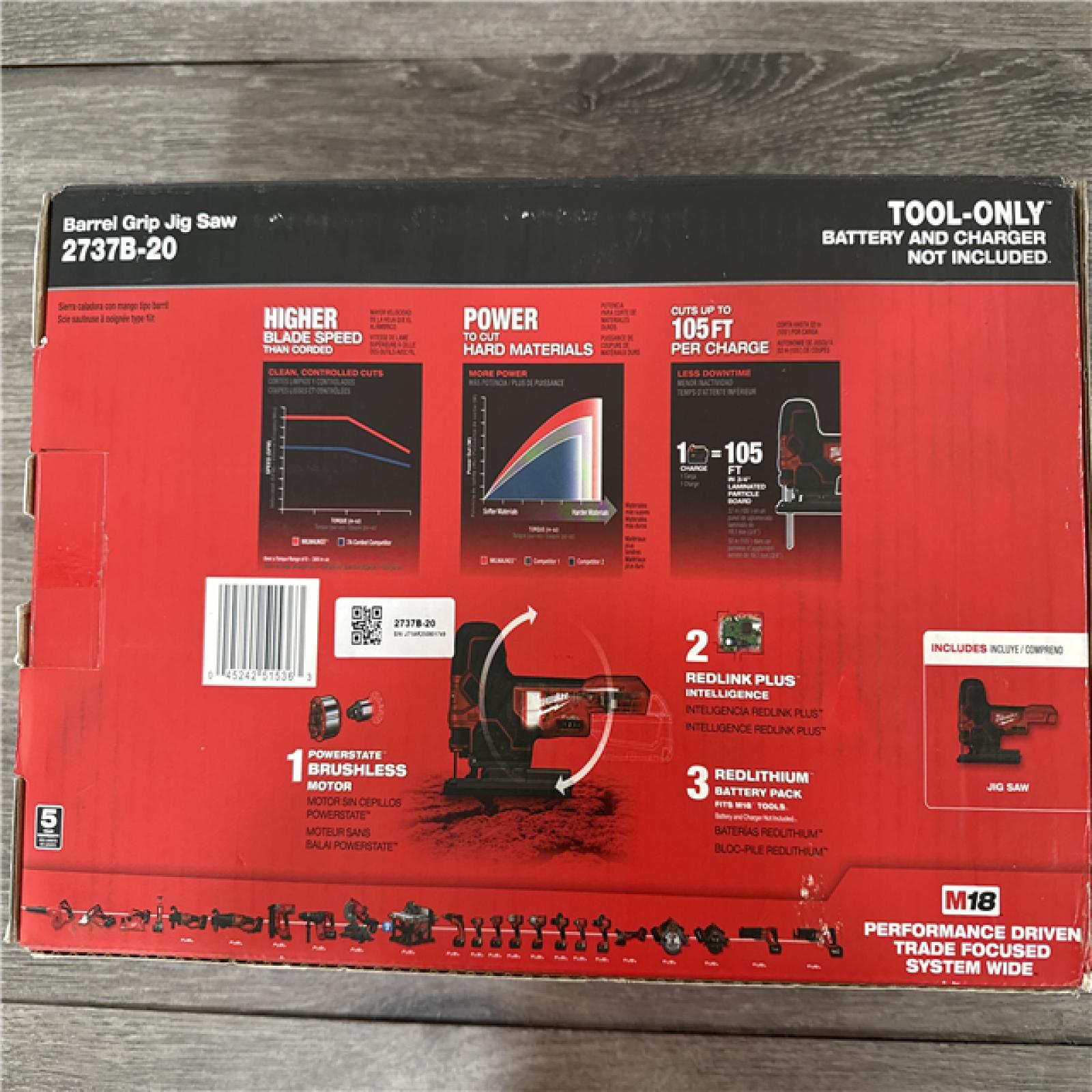 California NEW Milwaukee Barrel Grip Jig Saw (Tool Only)