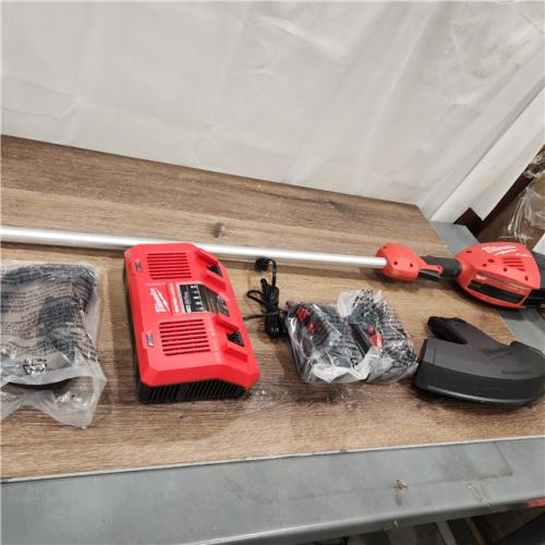 AS-IS  Milwaukee M18 FUEL 18V Brushless Cordless 17 in. Dual Battery Straight Shaft String Trimmer with (2) 8.0 Ah Batteries and Charger