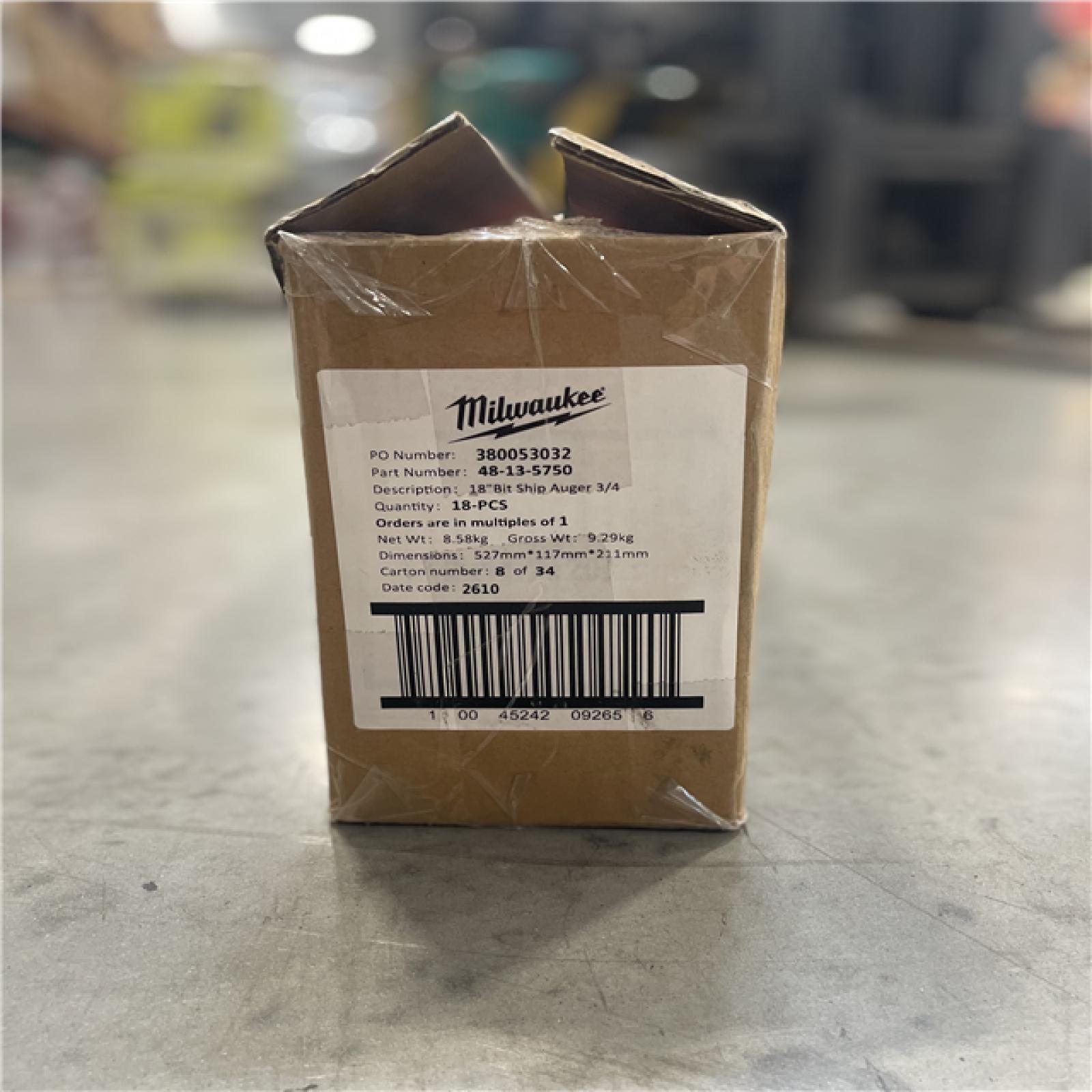 NEW Milwaukee 3/4 in. x 18 in. High Speed Steel Ship Auger Drill Bit (18 UNITS)