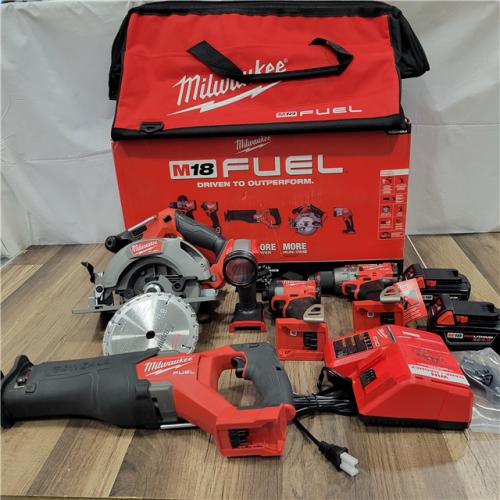 AS-IS Milwaukee M18 FUEL 18V Lithium-Ion Brushless Cordless Combo Kit (5-Tool) with Two 5.0 Ah Batteries, 1 Charger 1 Tool Bag