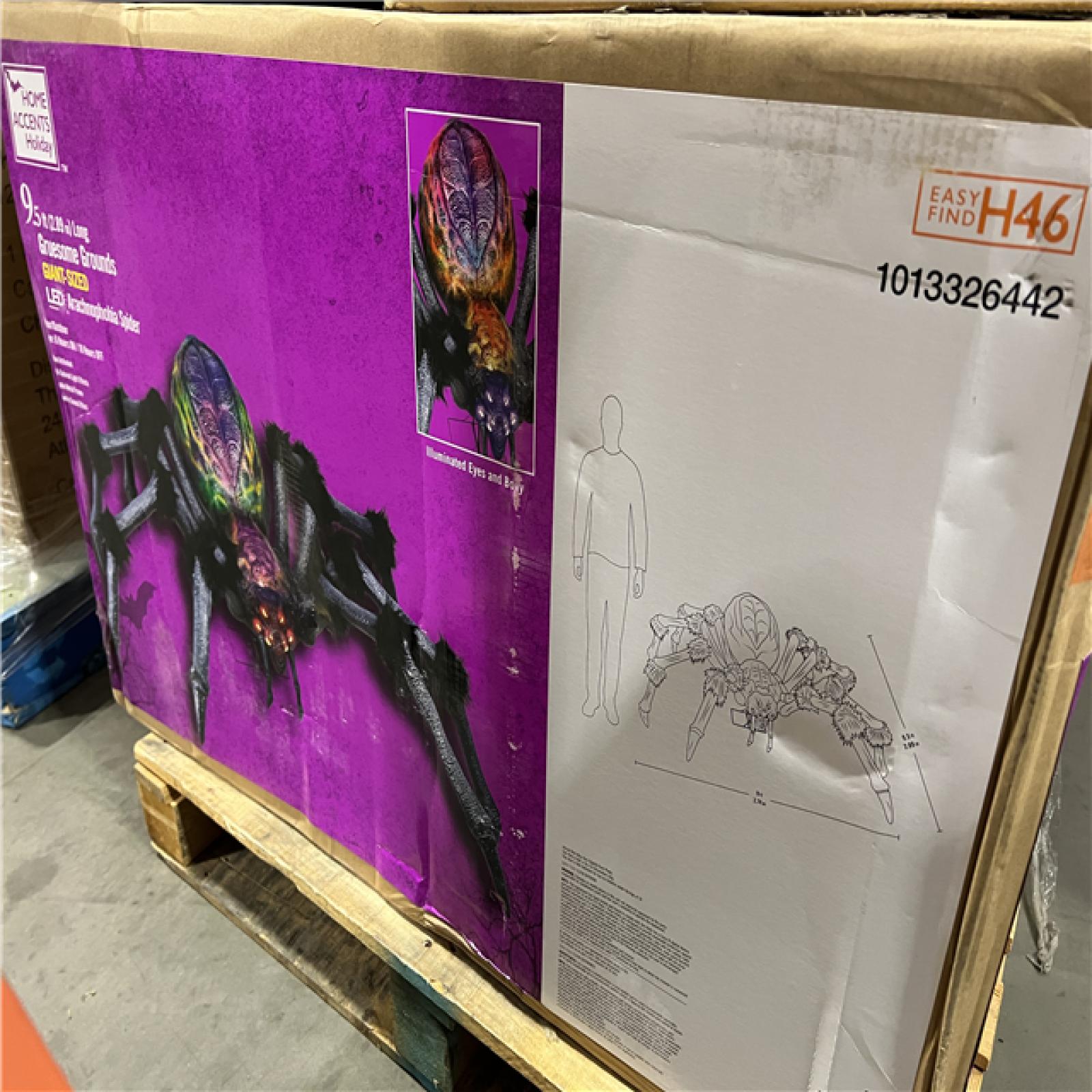 DALLAS LOCATION - Home Accents Holiday 9.5 ft. Long Gruesome Grounds Giant-Sized LED Arachnophobia Spider