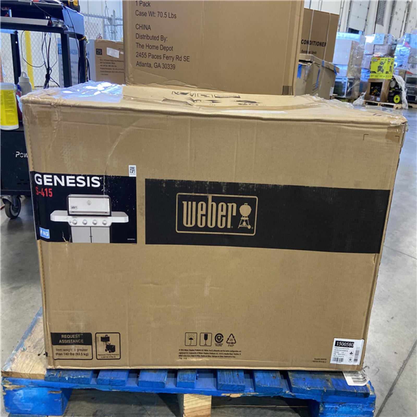 DALLAS LOCATION - Weber Genesis S-415 4-Burner Natural Gas Grill in Stainless Steel with Side Tables