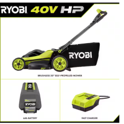 DALLAS LOCATION-NEW! RYOBI 40V HP Brushless 20 in. Cordless Electric Battery Walk Behind Self-Propelled Lawn Mower with 6.0 Ah Battery and Charger