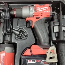 AS-IS MILWAUKEE M18 FUEL 18V Lithium-Ion Brushless Cordless Hammer Drill and Impact Driver Combo Kit (2-Tool) with 2 Batteries