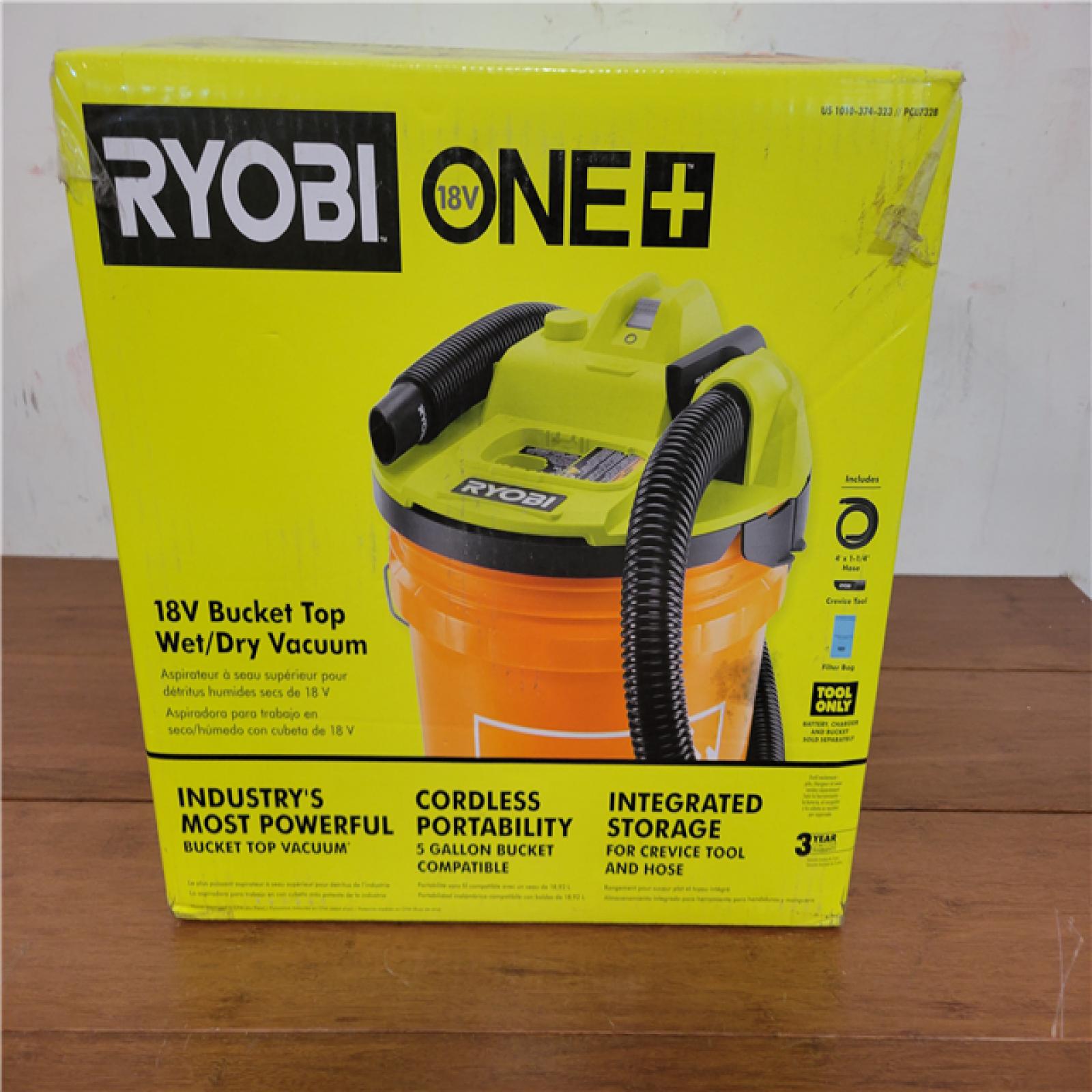 California Ryobi One+ 18V Bucket To Wet/Dry Vacuum