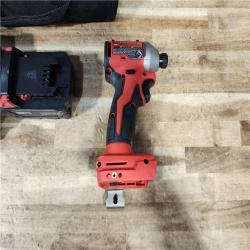 HOUSTON LOCATION - AS - IS Milwaukee 18V Lithium-Ion Compact Brushless Cordless 1/4 in. Impact Driver COMBO KIT
