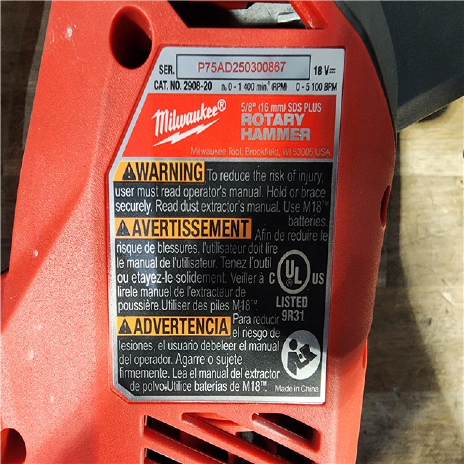 HOUSTON LOCATION - AS-IS M18 FUEL 18V Lithium-Ion Brushless Cordless 5/8 in. SDS-Plus Rotary Hammer (Tool-Only)