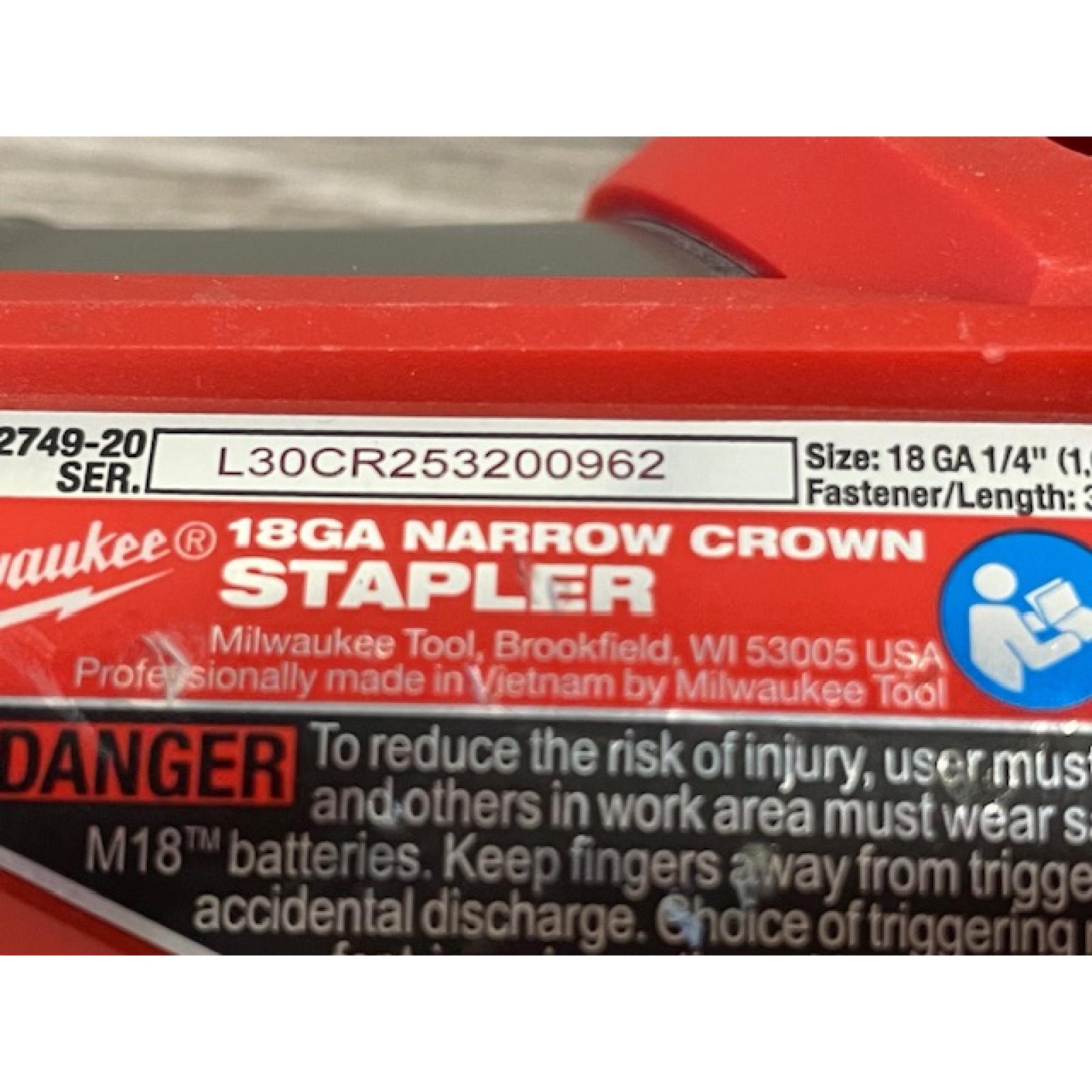AS-IS Milwaukee FUEL 18-Volt Lithium-Ion Brushless Cordless 18-Gauge 1/4 in. Narrow Crown Stapler (Tool-Only)