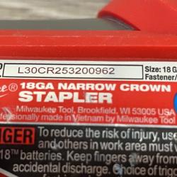 AS-IS Milwaukee FUEL 18-Volt Lithium-Ion Brushless Cordless 18-Gauge 1/4 in. Narrow Crown Stapler (Tool-Only)