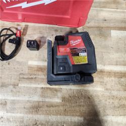 HOUSTON LOCATION - AS - IS Milwaukee Green 100 ft. Cross Line and Plumb Points Rechargeable Laser Level with REDLITHIUM Lithium-Ion