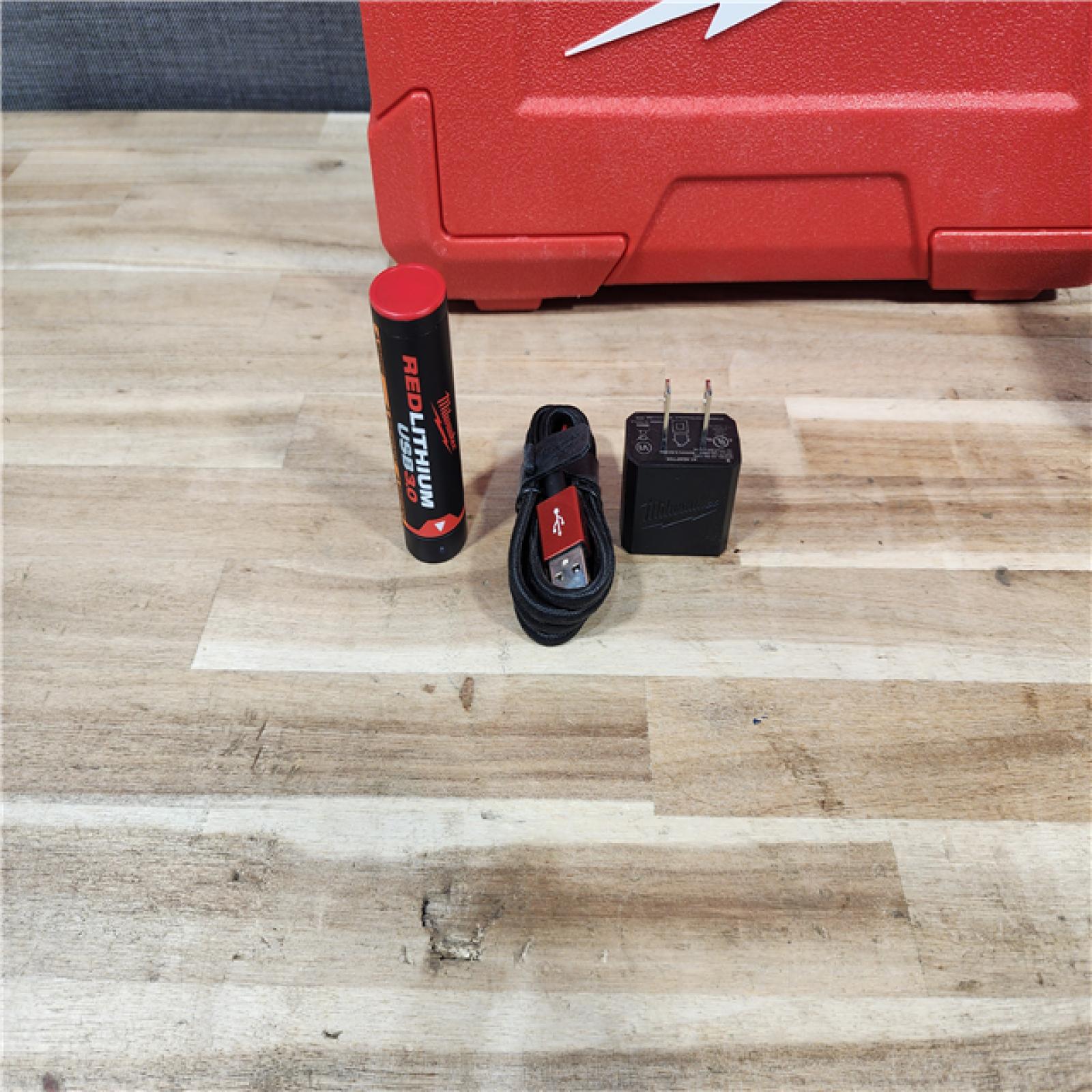 HOUSTON LOCATION - AS-IS Milwaukee 100 ft. REDLITHIUM Lithium-Ion USB Green Rechargeable Cross Line Laser Level with Charger