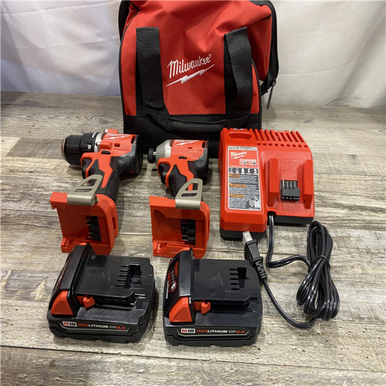 AS-IS Milwaukee 18V Lithium-Ion Brushless Cordless Compact Drill/Impact Combo Kit