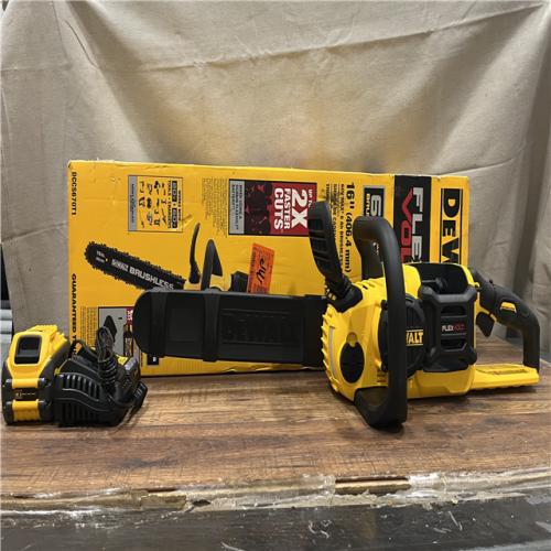 AS-IS DEWALT  FLEXVOLT 60V MAX 16in. Brushless Cordless Battery Powered Chainsaw Kit with (1) FLEXVOLT 2 Ah Battery & Charger