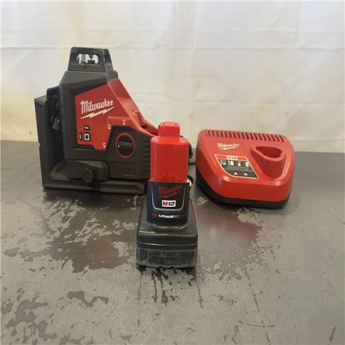 AS-IS- Milwaukee M12 Green Beam Laser 360° 3-Plane Kit