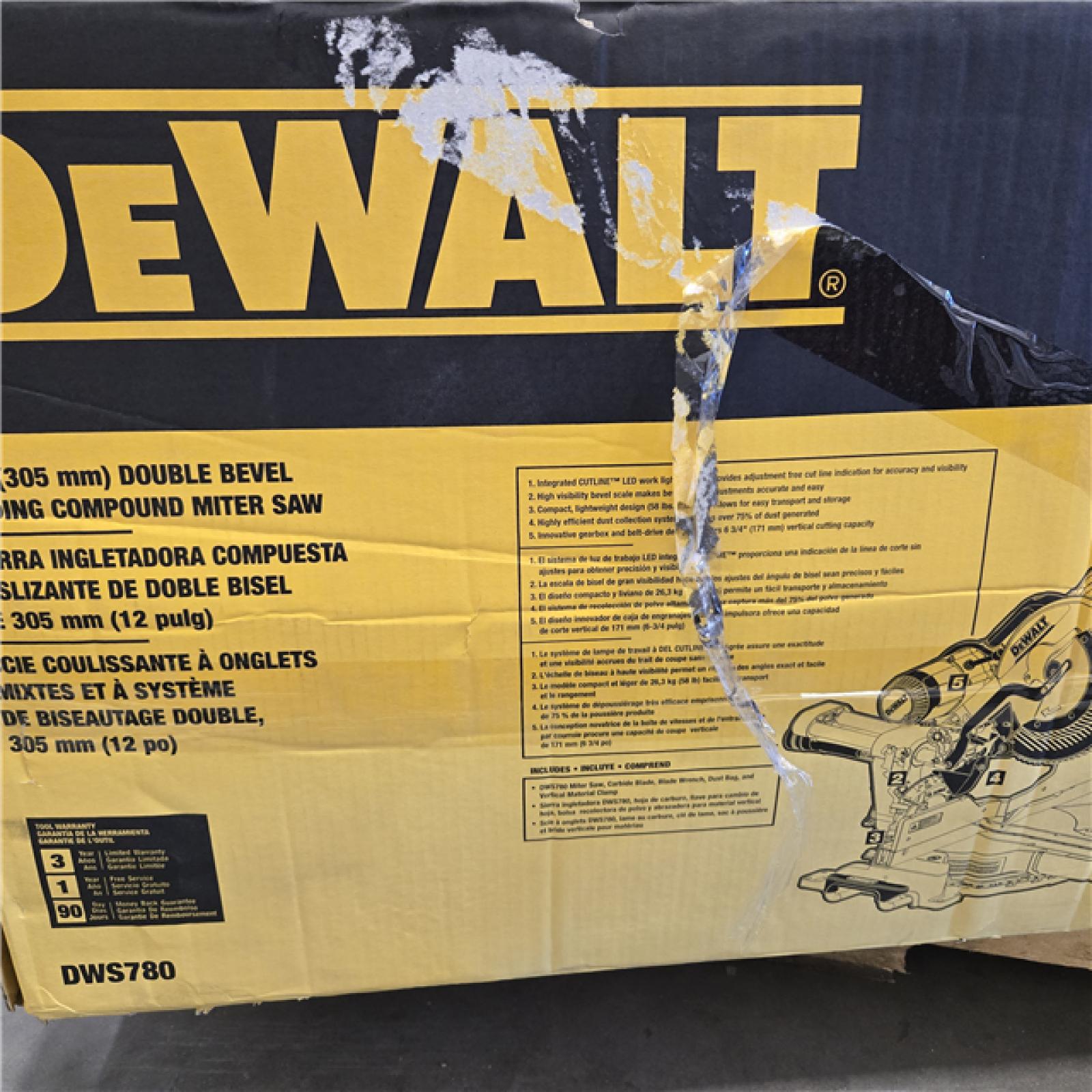 AS-IS  DEWALT 12 Double Bevel Sliding Compound Miter Saw