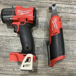 AS-IS Milwaukee FUEL 18V Cordless Mid Torque 1/2 in. Impact Wrench w/ 12 FUEL 3/8 in. Ratchet Combo Kit