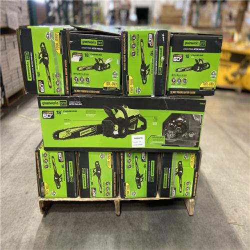 DALLAS LOCATION - Greenworks Pro Bare Tool 60-Volt Max Lithium Ion 18-Inch GEN2 Brushless Cordless Electric Chainsaw; Battery and Charger Not Included 15 (UNITS)