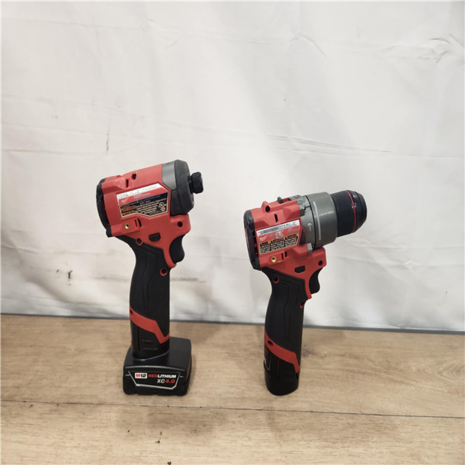 AS-IS- Milwaukee FUEL 12-Volt Lithium-Ion Brushless Cordless Hammer Drill and Impact Driver Combo Kit