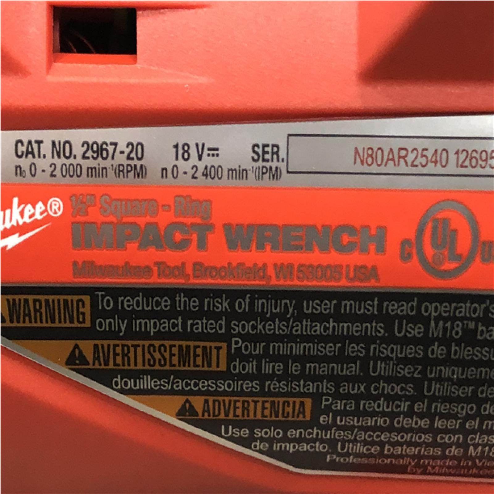 AS-=IS Milwaukee FUEL 18V Lithium-Ion Brushless Cordless 1/2 in. Impact Wrench w/Friction Ring Kit