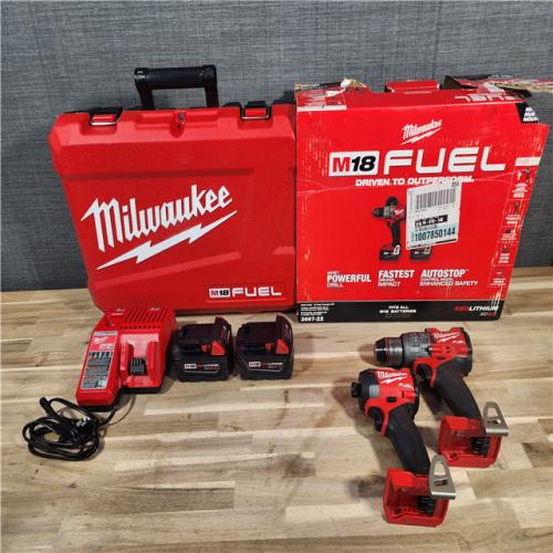 HOUSTON LOCATION - AS-IS MILWAUKEE M18 FUEL 18V Lithium-Ion Brushless Cordless Hammer Drill and Impact Driver Combo Kit (2-Tool) with 2 Batteries