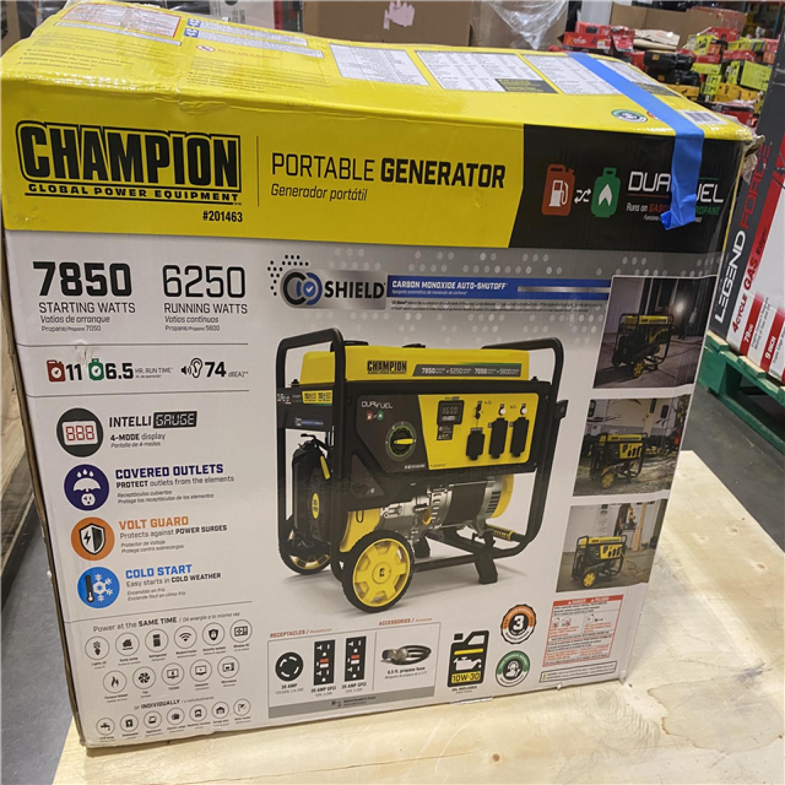 Dallas Location - As-Is Champion 201463 - 6250/7850W Dual Fuel Generator