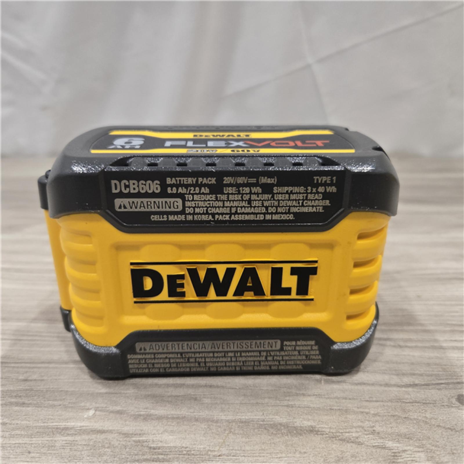 AS-IS DEWALT FLEXVOLT 20V/60V MAX Lithium-Ion 6.0Ah Battery Pack with 6 Amp Output Charger