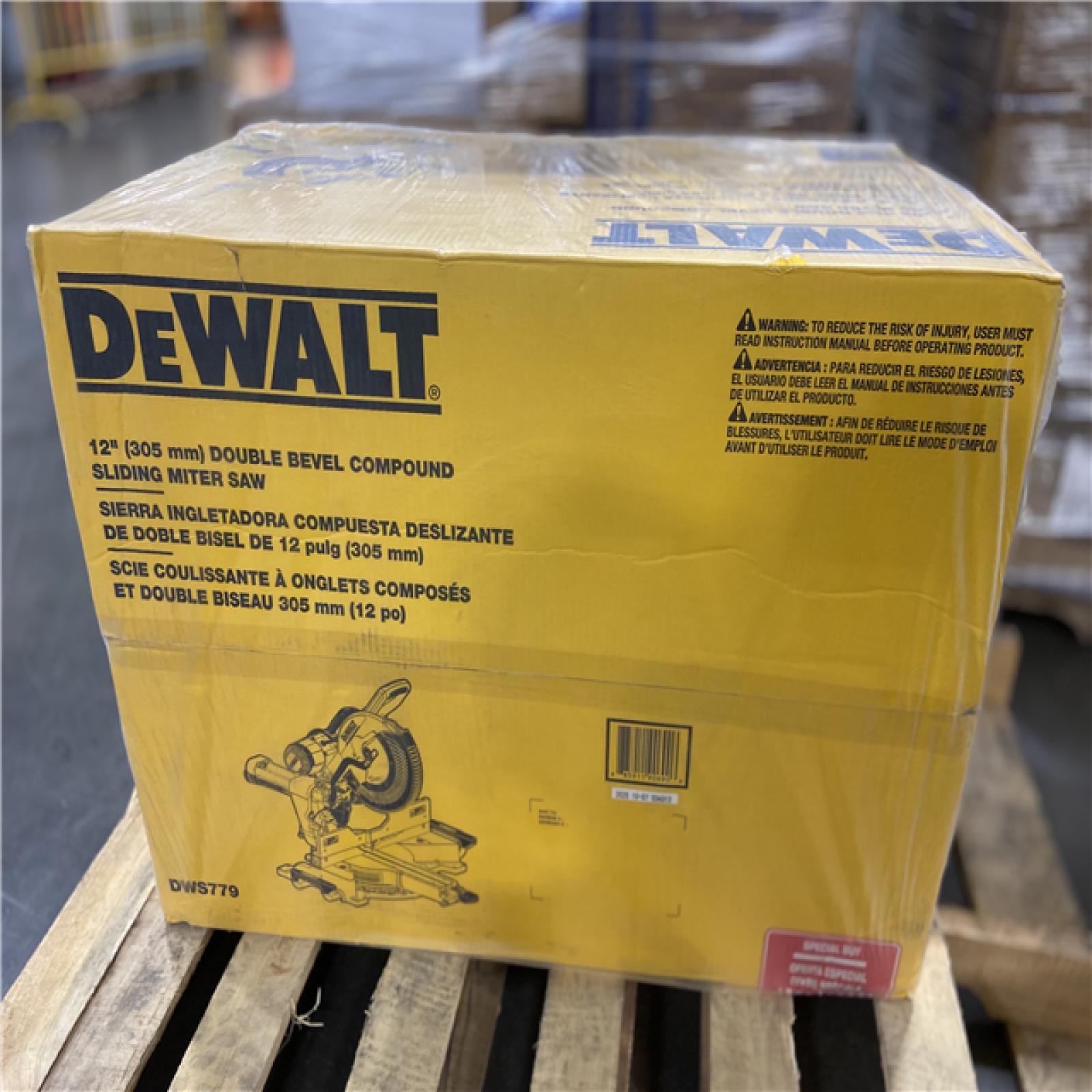 DALLAS LOCATION - DEWALT 15 Amp Corded 12 in. Double Bevel Sliding Compound Miter Saw, Blade Wrench and Material Clamp