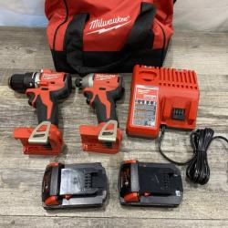 AS-IS Milwaukee 18V Lithium-Ion Brushless Cordless Compact Drill/Impact Combo Kit