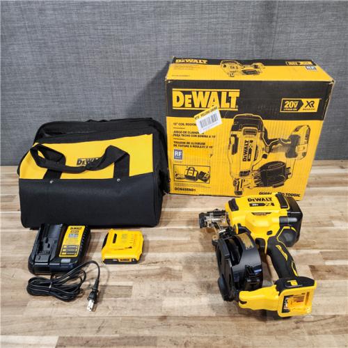 HOUSTON LOCATION - AS-IS DEWALT 20V MAX Lithium-Ion 15-Degree Electric Cordless Roofing Nailer Kit