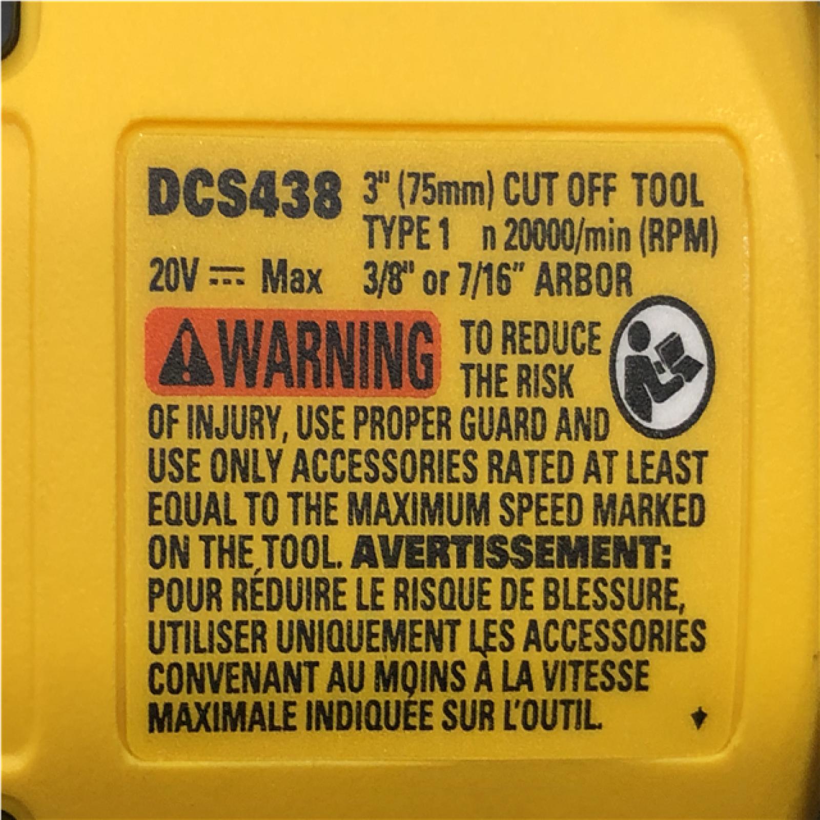 AS-IS DEWALT 20V XR Cordless 3 in. Cut-Off Tool (Tool Only)