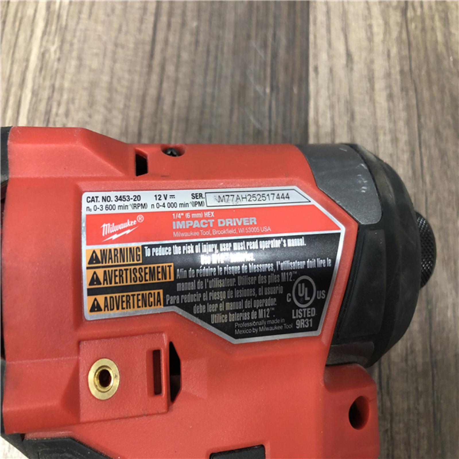 AS-IS Milwaukee FUEL 12V Lithium-Ion Brushless Cordless 1/4 in. Hex Impact Driver (Tool-Only)