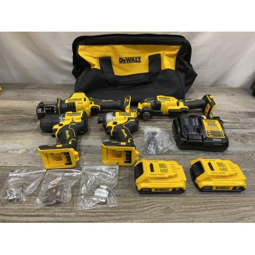 AS-IS DEWALT ATOMIC 20-Volt Lithium-Ion Cordless Brushless (4-Tool) Combo Kit