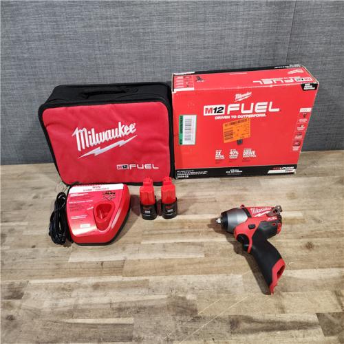 HOUSTON LOCATION - AS-IS (APPEARS LIKE NEW) Milwaukee M12 FUEL Lithium-Ion Brushless Cordless 3/8 in. Impact Wrench Kit