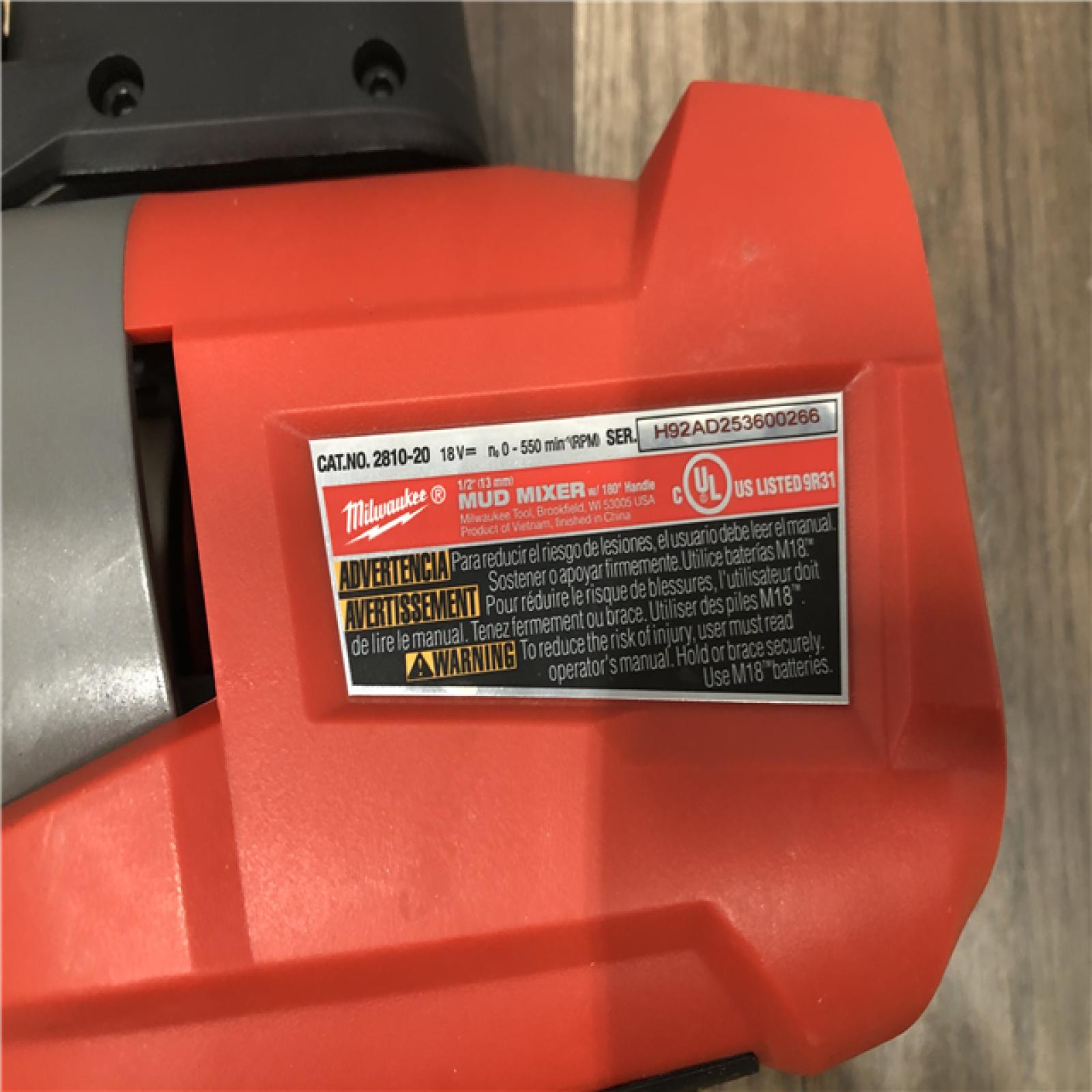 AS-IS Milwaukee M18 FUEL 18V Lithium-Ion Brushless Cordless 1/2 in. Mud Mixer (Tool-Only)