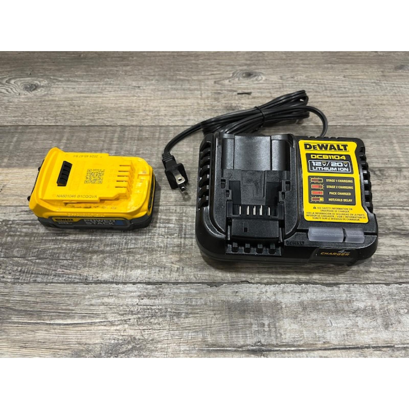 AS-IS DEWALT 20V MAX XR POWERSTACK Lithium-Ion Battery Starter Kit with 1.7Ah Battery and Charger