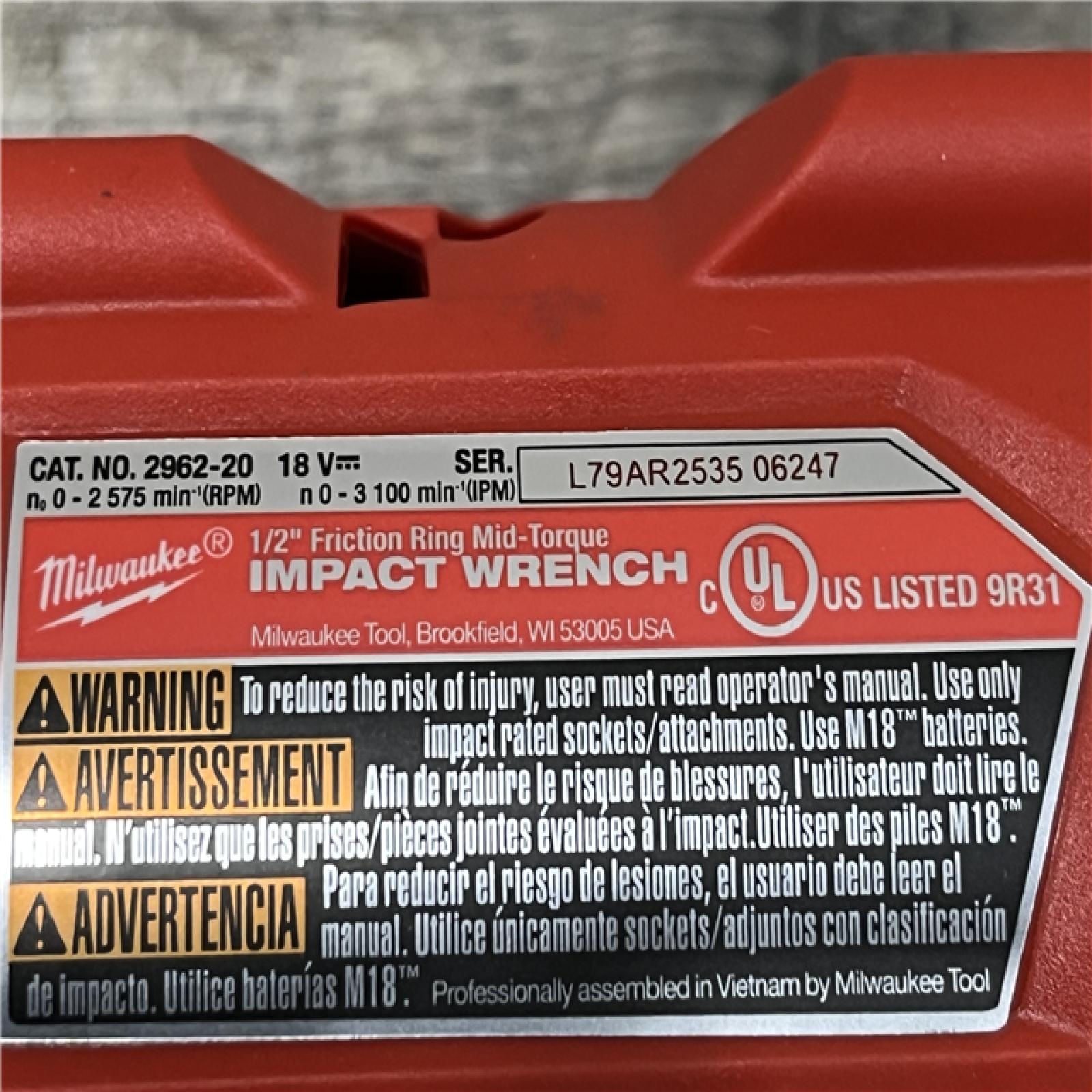 AS-IS Milwaukee FUEL Gen-2 18V Lithium-Ion Brushless Cordless Mid Torque 1/2 in. Impact Wrench w/Friction Ring (Tool-Only)