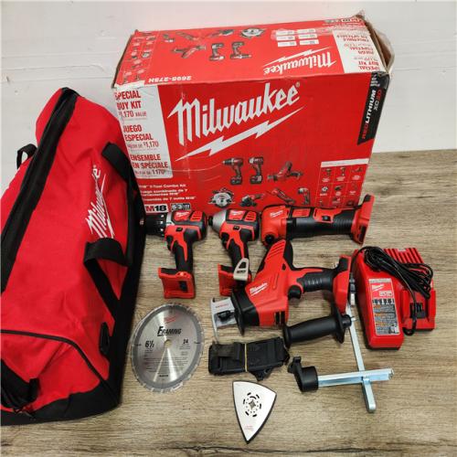 Phoenix Location NEW Milwaukee M18 18-Volt Lithium-Ion Cordless Combo Kit 4-Tool with Charger and Tool Bag (No Battery)