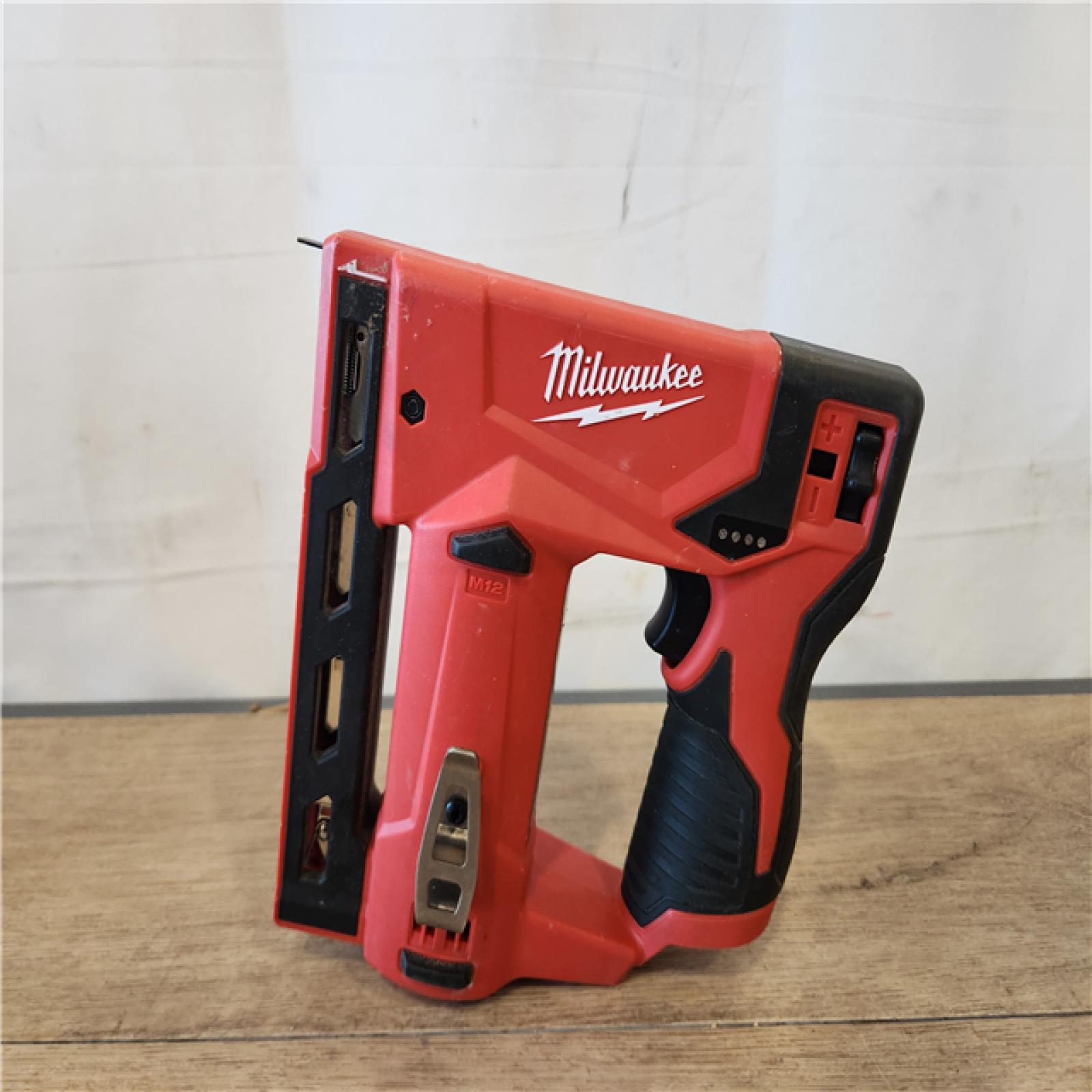 AS-IS- Milwaukee 12-Volt Lithium-Ion Cordless 3/8 in. Crown Stapler (Tool-Only)