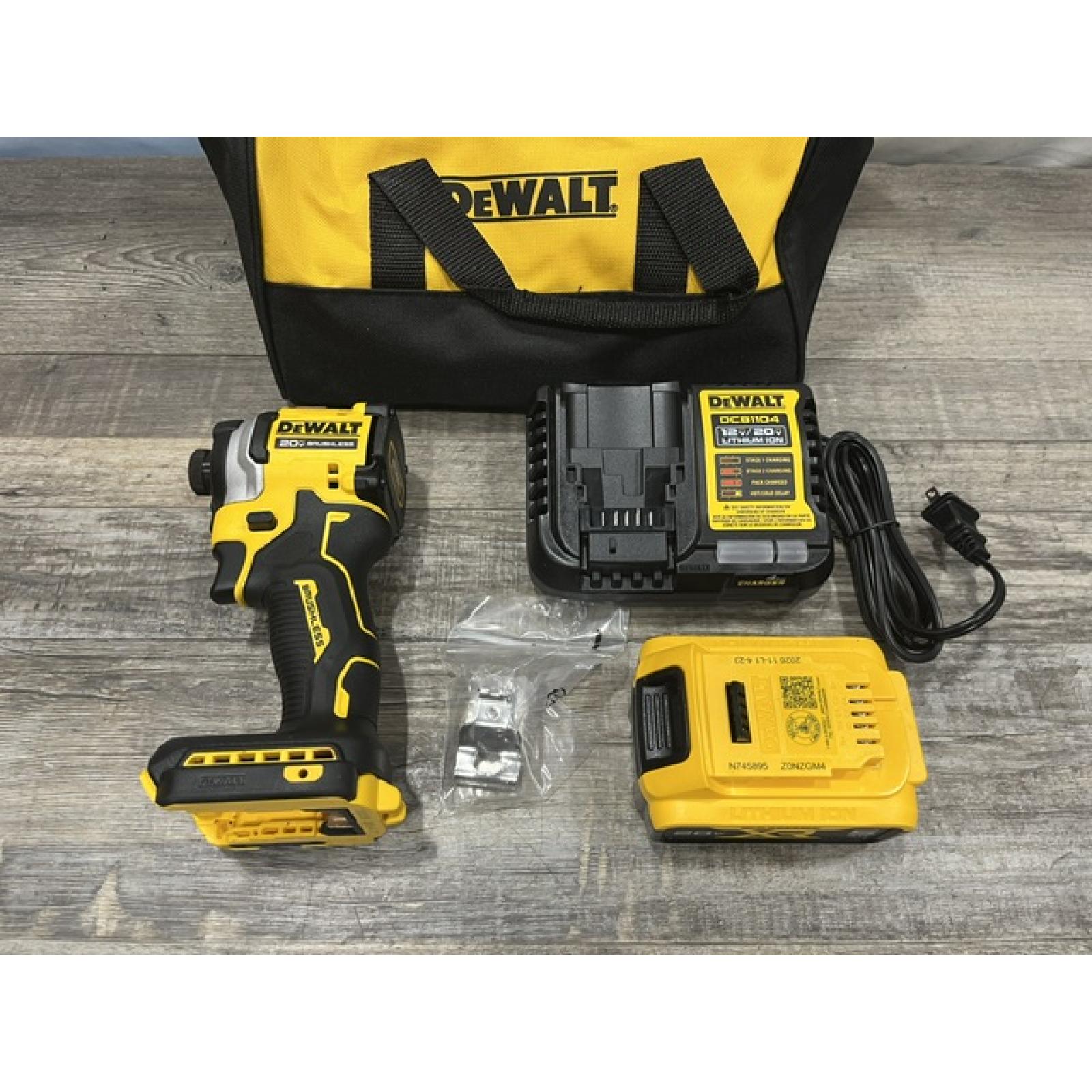 AS-IS DEWALT ATOMIC 20V MAX Lithium-Ion Cordless 1/4 in. Brushless Impact Driver Kit