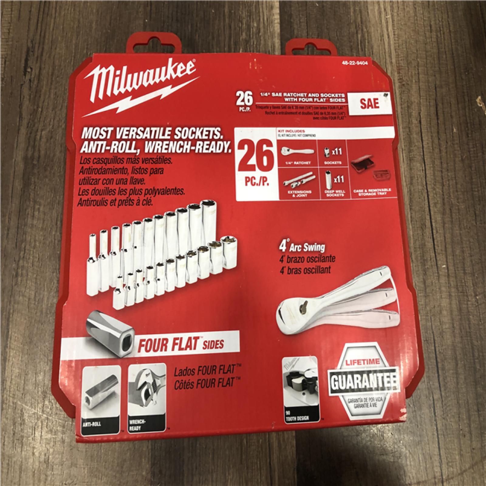 NEW - Milwaukee 1/4 in. Drive SAE Ratchet and Socket Mechanics Tool Set (26-Piece)