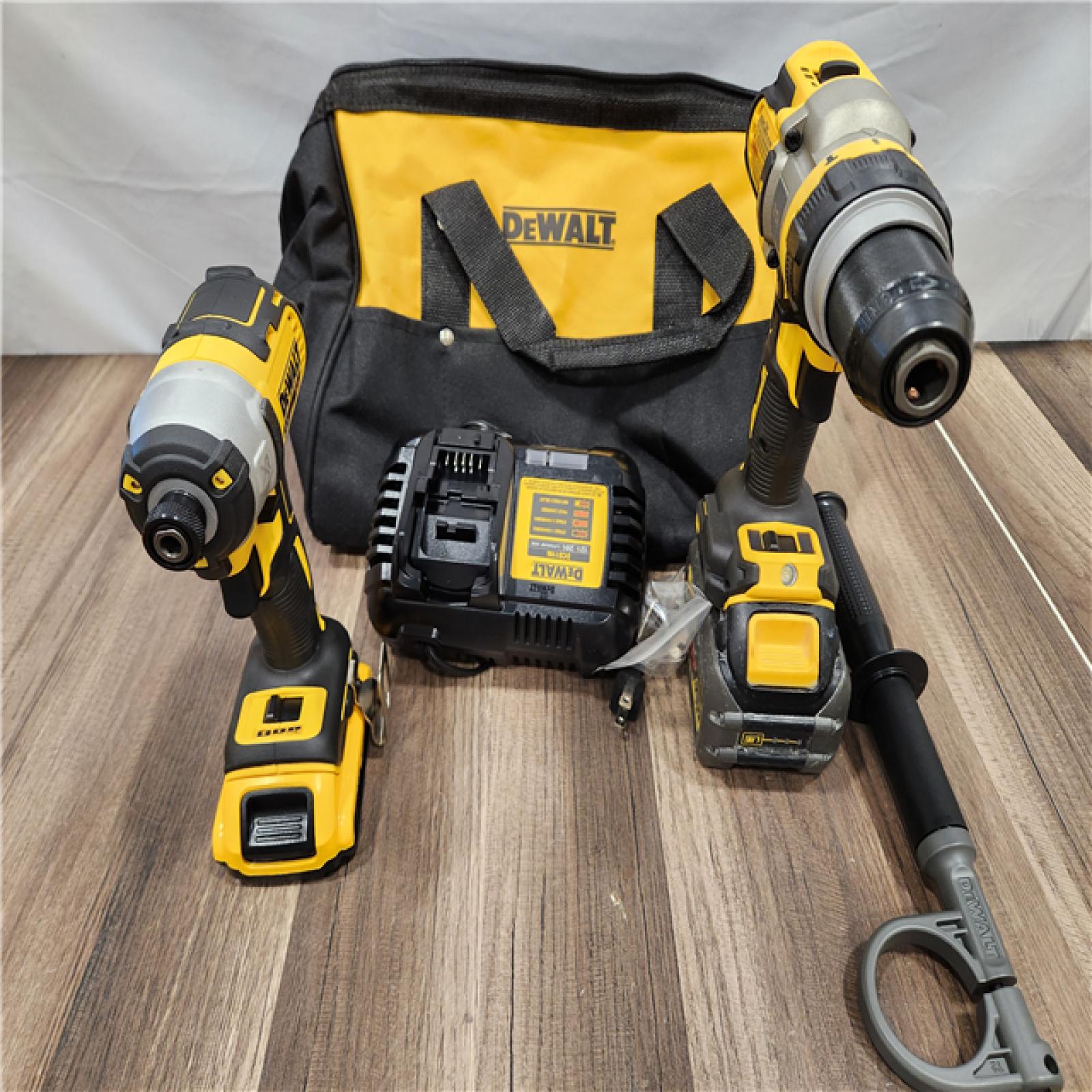 AS-IS - DEWALT 20V MAX Cordless Brushless Hammer Drill/Driver 2 Tool Combo Kit with FLEXVOLT ADVANTAGE